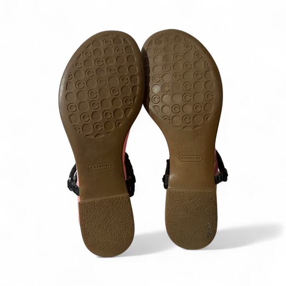Coach Sammy Thong Sandals Black Patent Leather Canvas Size 7B - Picture 5 of 5